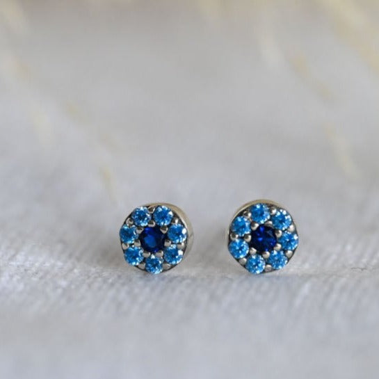 Handmade small evil eye stud earrings