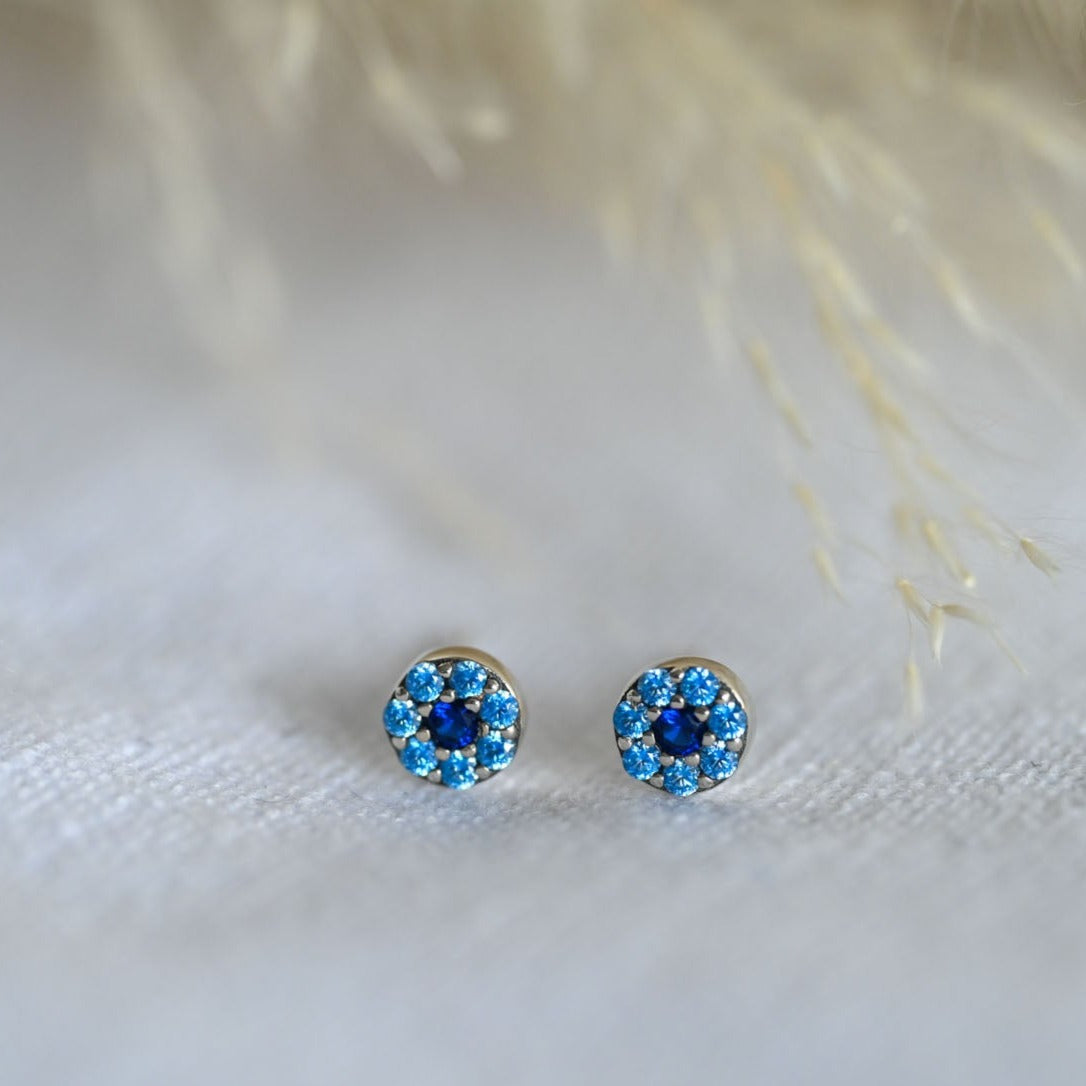 Handmade small evil eye stud earrings