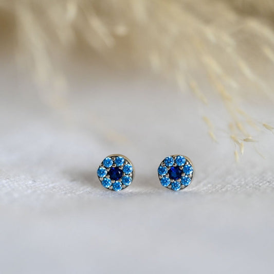 Handmade small evil eye stud earrings