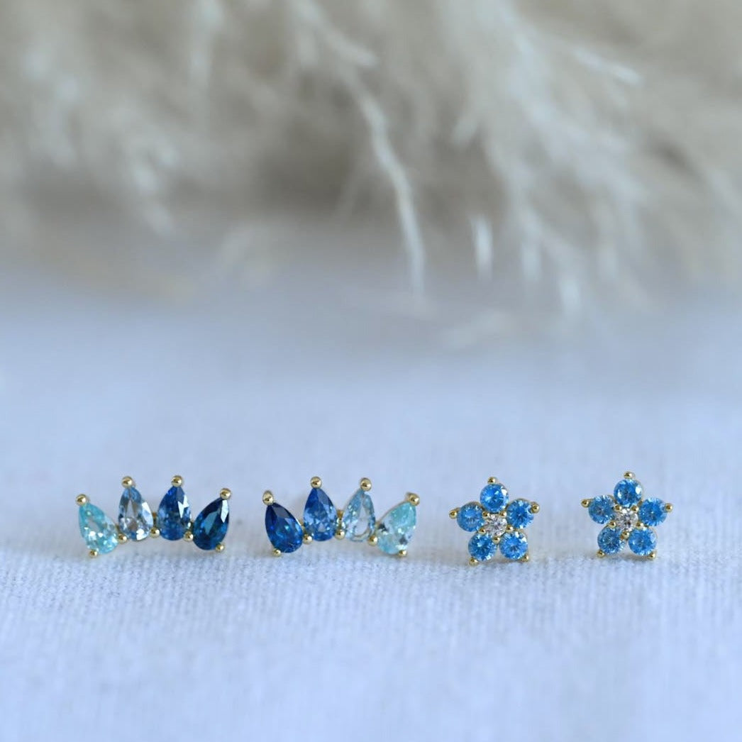 jewelry set "blue flower and crown"