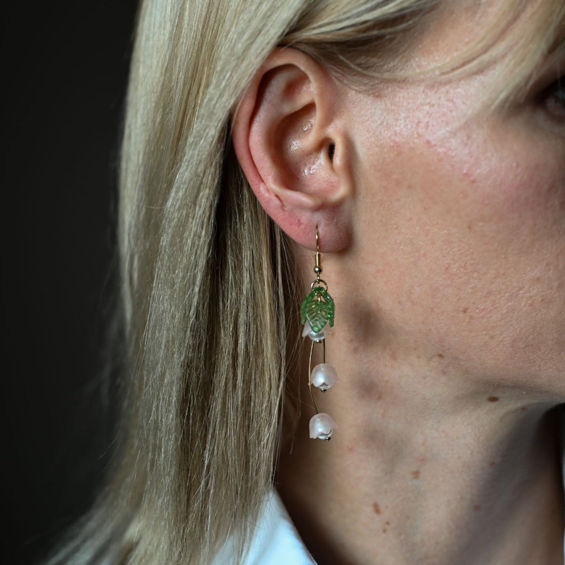 Sweet lily of the valley earrings with pearl