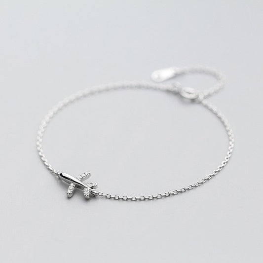 Chain bracelet "Flying Airplane" made of 925 silver, zircon