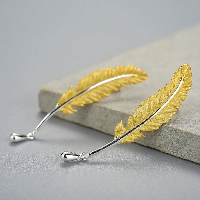 Minimalist feather earrings