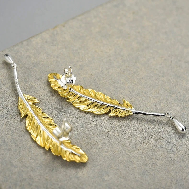 Minimalist feather earrings