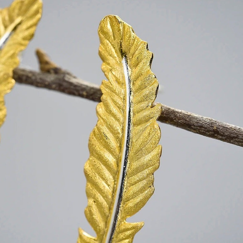 Minimalist feather earrings