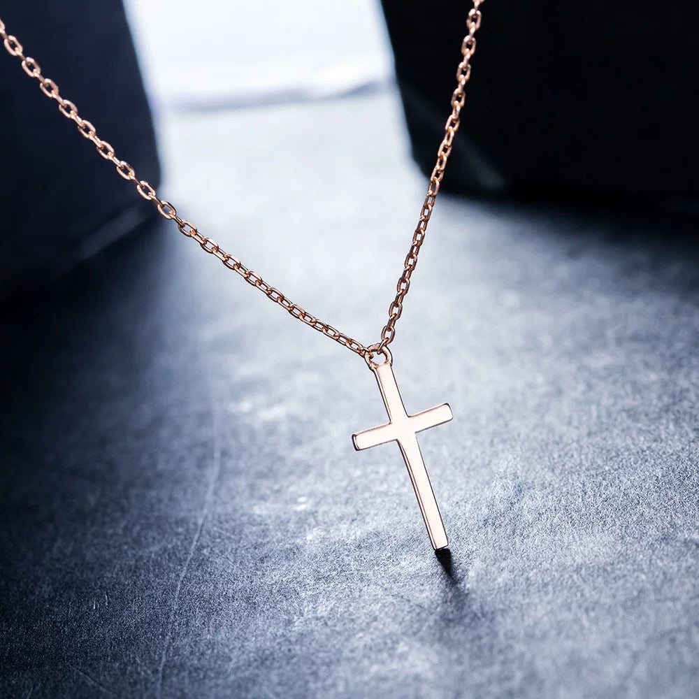 Minimalist Christian necklace with classic small cross