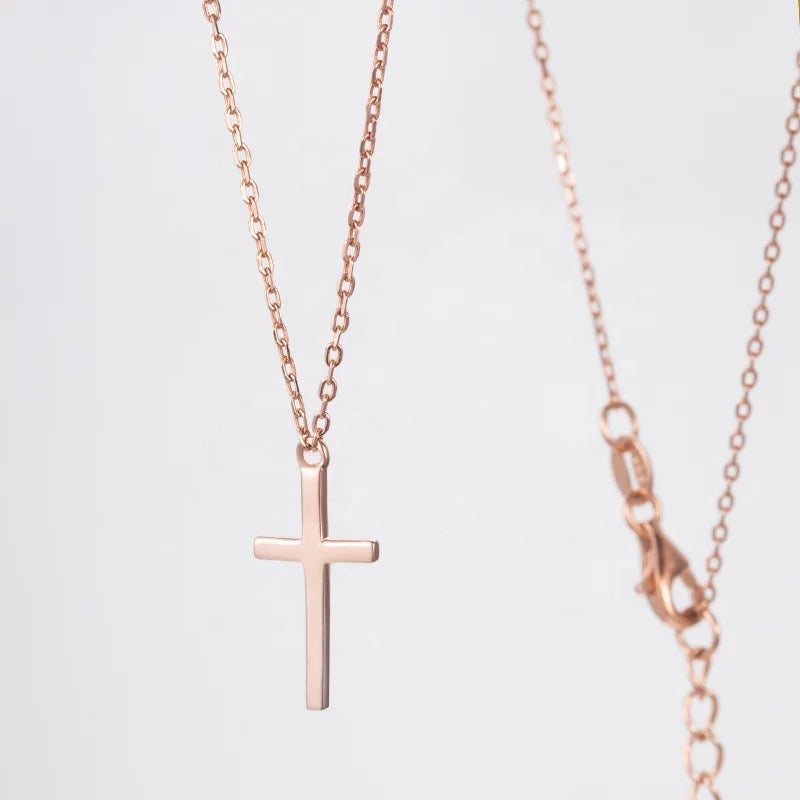 Minimalist Christian necklace with classic small cross