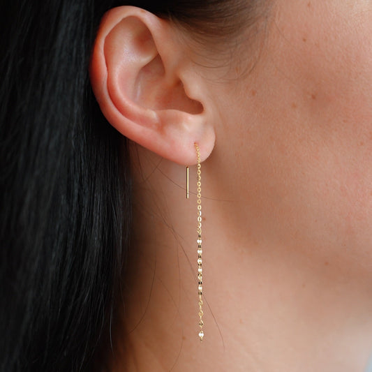 Schlichte zarte Kettenohrringe 925er Silber, 18K Gold, 14K Gold