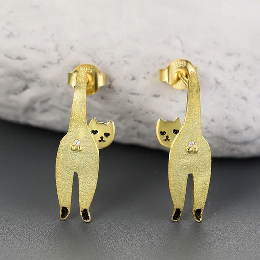 Handmade earrings funny cat