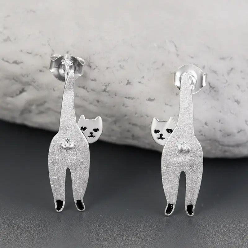 Handmade earrings funny cat