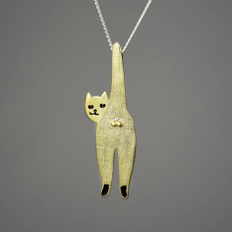 Handmade necklace funny cat