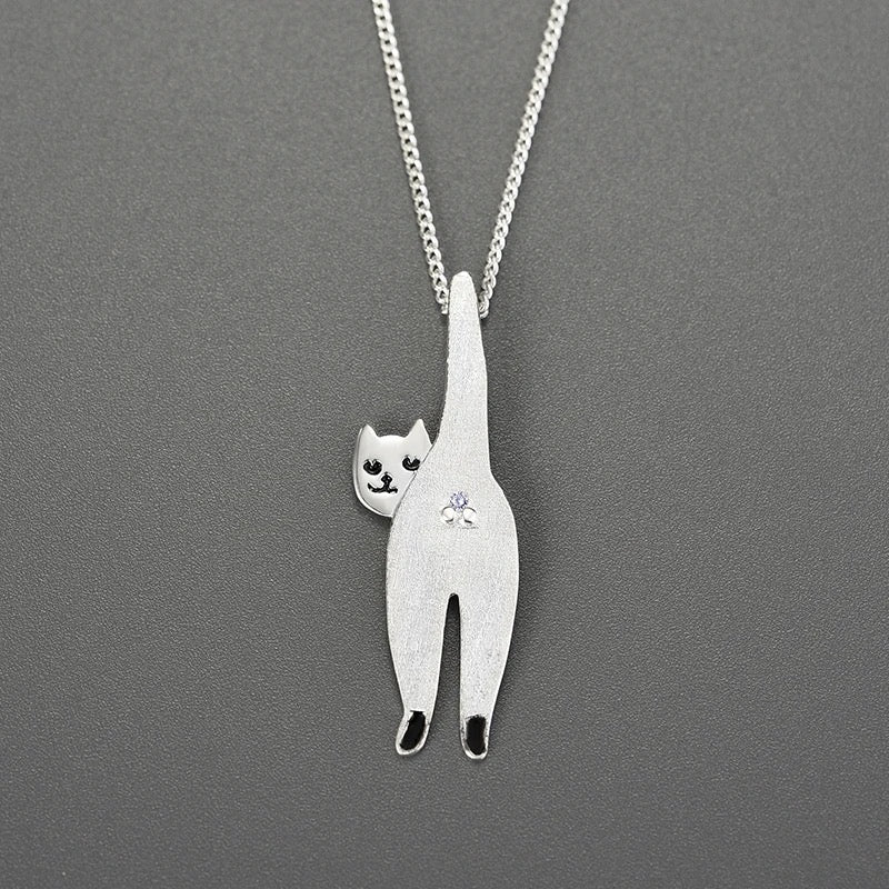 Handmade necklace funny cat