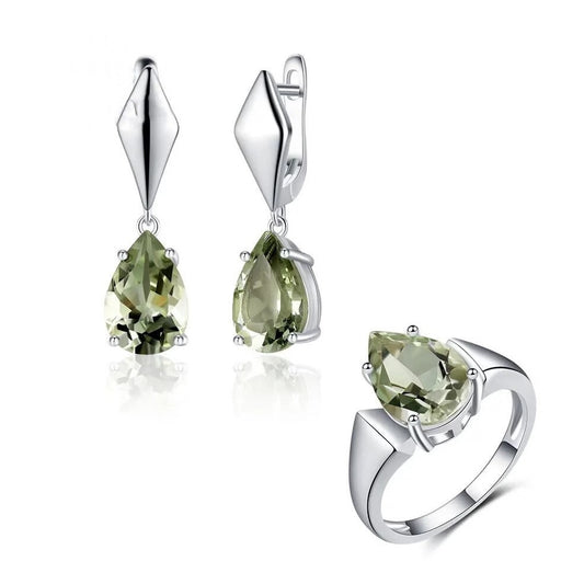 Luxury jewelry set natural green amethyst