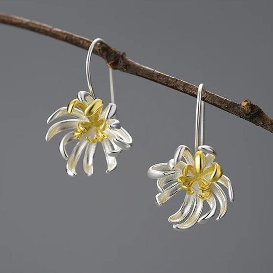 Handmade drop earrings "Elegant Chrysanthemum"