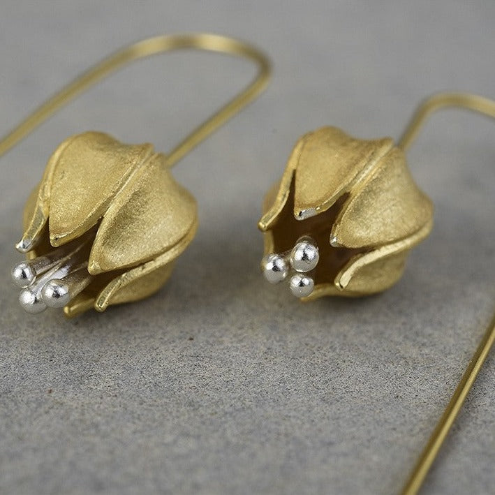 Handmade dangling earrings delicate tulip