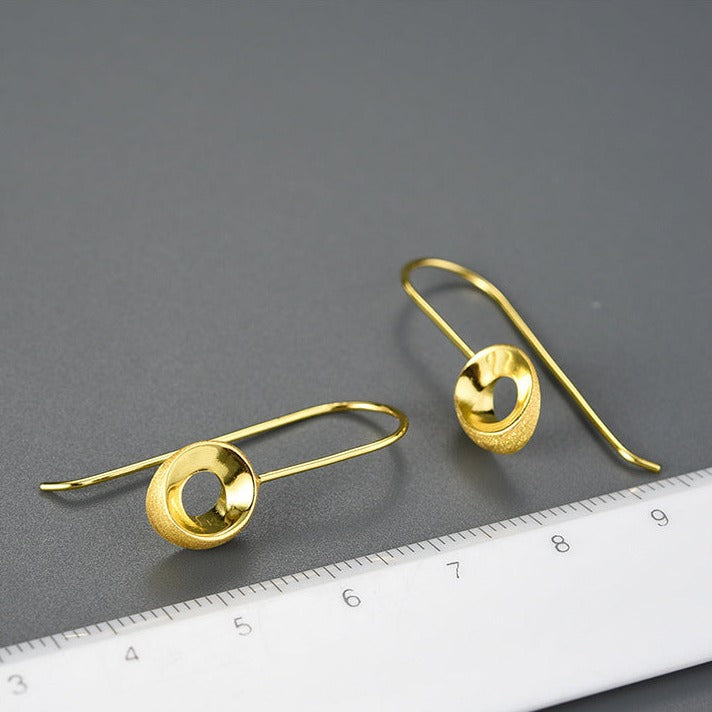 Small Circle Drop Earrings, 925 Silver, 18K Gold