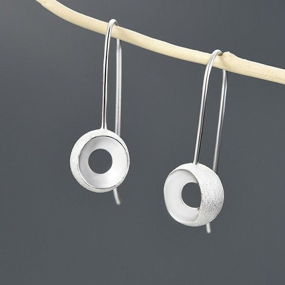 Small Circle Drop Earrings, 925 Silver, 18K Gold