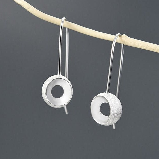 Small Circle Drop Earrings, 925 Silver, 18K Gold