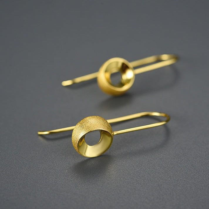 Small Circle Drop Earrings, 925 Silver, 18K Gold