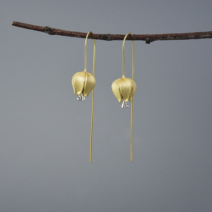 Handmade dangling earrings delicate tulip