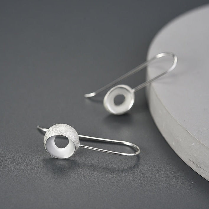 Small Circle Drop Earrings, 925 Silver, 18K Gold