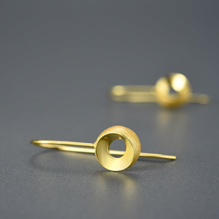 Small Circle Drop Earrings, 925 Silver, 18K Gold