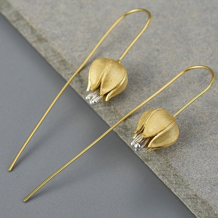 Handmade dangling earrings delicate tulip