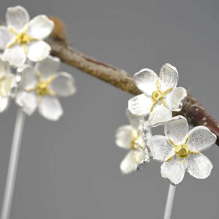 Forget-me-not hanging earrings large