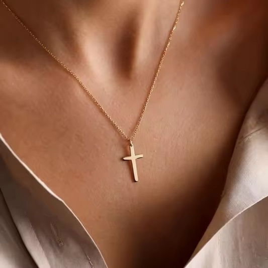 Minimalist Christian necklace with classic small cross