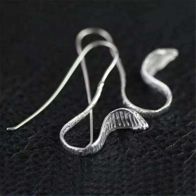 Curious Snake Earrings, 925 Silver, 18K Gold