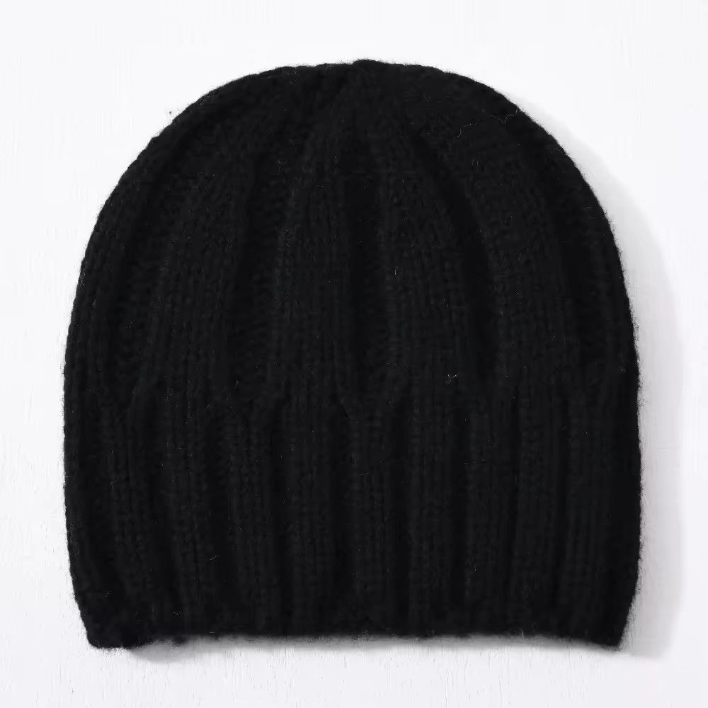 100% Merino wool soft thin winter hat for women, black