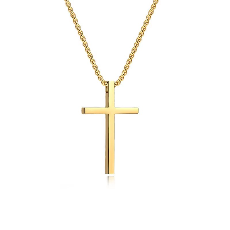 Kette mit kleinem Kreuz Anhänger, 925 Sterling Silber, 18K Gold