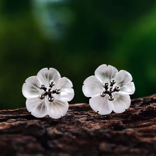 Handmade delicate stud earrings "Flower in the rain"