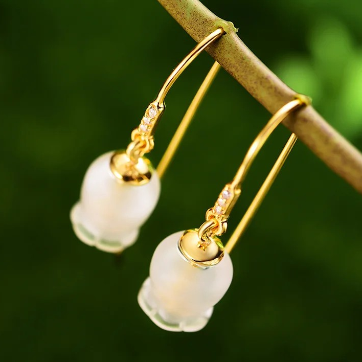 Handmade Crystal Bell Earrings, 925 Silver