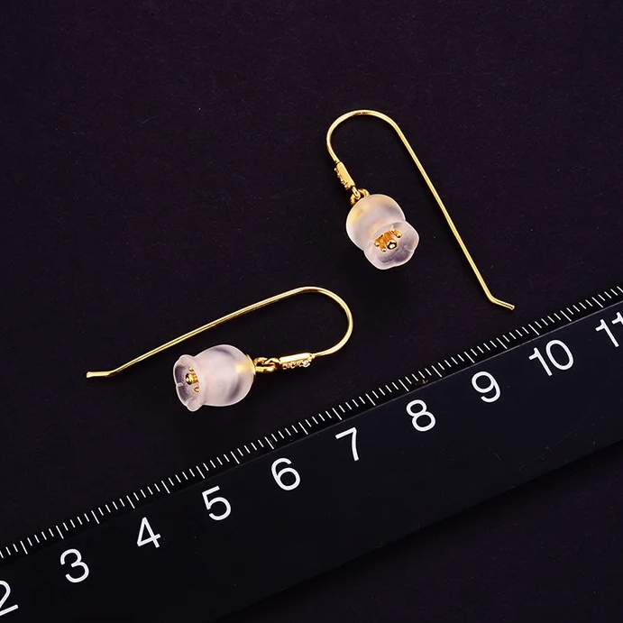 Handmade Crystal Bell Earrings, 925 Silver